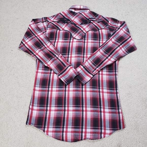 Ely Cattleman Pearl Snap Western Shirt Men S Red Black Embroidered Southwest - Picture 3 of 11